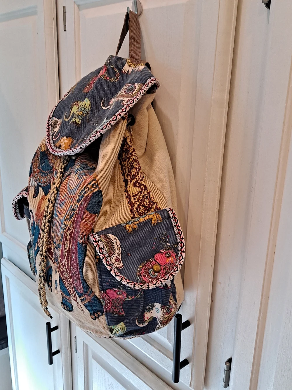 The House Of Raj Padmini Boho Elephant Tapestry Drawstring Backpack - Multicolor